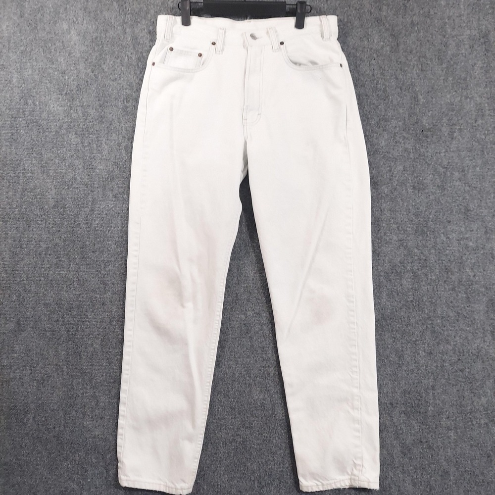 Lee Tapered Leg Jeans Womens 14 White Denim 100% Cotton 5 Pocket Made‎ USA
